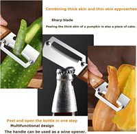 2-in-1 multifunctionele houten handgreep schilmesje, aardappelsnijder, flesopener, pompoen- en courgetteschiller, fruit schilmesje, keukengereedschap, 2-delige set