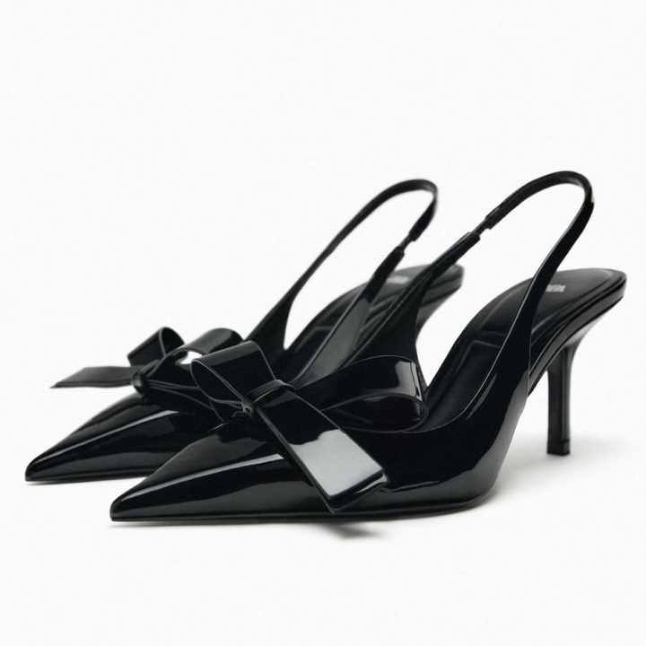 Eldof Women's High Heel Sandals - 10CM Pointed Toe Slingback Heels With Bow For Office & Party