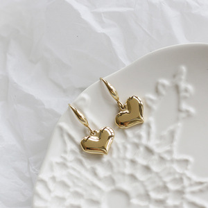 Cute Minimalist Japanese Solid Heart Smooth 18K Gold Plated Stainless Steel <b>Hook</b> <b>Earrings</b> - Product Image 2