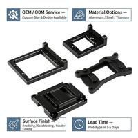 Ensemble de cadres de montage en aluminium 6061 anodisé noir usiné CNC avec haute précision et pièces de fabrication sur mesure à haute tolérance