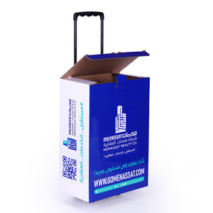 Customized Modern Cardboard Pulled Folding Corrugated Paper Trolley Box <strong>Display</strong> <strong>Case</strong> <strong>with</strong> Plastic Wheel <strong>Rotating</strong> for Exhibitions - Product Image 5