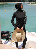 Burkini Modeste Grande Taille en Gros Musulman 3 Pièces Couvrant Tout le Corps Maillot de Bain Modeste à Manches Longues Couverture Complète