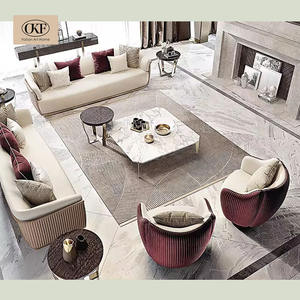 Sofá Italiano OKF Tejido a Mano, Sofá Minimalista de Tela Suave para Sala de Estar de Villas de Lujo, Conjunto de Sofá Cama con Armazón de Madera Maciza, Moderno de Alta Calidad - Product Image 2