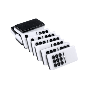 Ensemble de 28 tuiles de dominos noires et blanches, blocs de dominos <span class=keywords><strong>double</strong></span> six, jeu de dominos à 9 pattes de poulet dans une boîte en fer pour jeux de table - Product Image 6