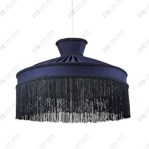 Suspension luminaire design japonais en forme de yourte mongole avec pompon bleu, 460mm 600mm 700mm 800mm, pour salle à manger, salon, villa, maison d'hôtes - Product Image 5