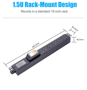 Servicio OEM proporcionado Unidad de distribución de energía de Australia 1.5U Enchufes PDU de 5 vías con disyuntor 2P - Product Image 6