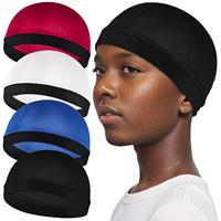 Tyqour - Juego de 4 Gorros de Satén con Ondas Sedosas Estilo Hip Hop para Hombres y Adultos Unisex, Gorro de Dormir Suave y Transpirable, Color Negro