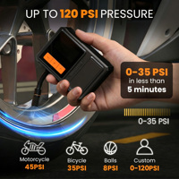 Gonfleur de pneus rechargeable, batterie polymère haute capacité, mini pompe à air sans fil avec affichage numérique, 1200 mAh, moniteur de pression des pneus