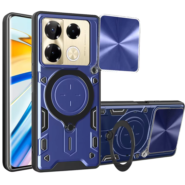 For Infinix Note 40 Pro/Note 40 Pro+/Note 40 Lens Protective Sliding Window Ring Bracket Magnetic Armor Luxury Phone case