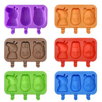Moule à Glace en Silicone Personnalisable Motifs Ours et Bonhomme de Neige de Dessin Animé, avec Support de Cornet en Bambou, Directement de l'Usine