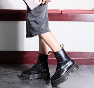 Stivali Stringati di Tendenza con Tacco Largo Taglie Forti 44/45 Stivaletti Invernali in Pelle da Donna e <span class=keywords><strong>Uomo</strong></span> con Plateau di Marca - Product Image 3