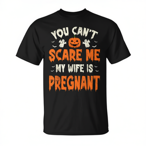 T-shirt Halloween pour hommes, noir, grande taille, You Cant Scare Me My Wife Is Pregnant - Product Image 2