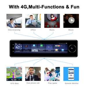 4G android8.1 10.88 inch 3CH gương chiếu hậu xe hơi hộp đen ghi video ADAS Dash cam ứng dụng miễn phí thời gian thực phát trực tiếp IPS - Product Image 2