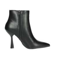 Bottines d'automne pour femmes, noires, taille 36, bout pointu, en cuir véritable, fermeture éclair, talon