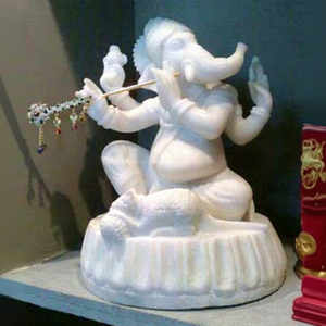 Estatua de Mármol de Ganesha, Dios Hindú, Hecha a Mano, Pulida, Blanca y Hermosa - Product Image 1