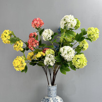 Bunga Hydrangea Sutra Buatan Bentuk Bola Salju Lima Kepala Kecil untuk Dekorasi Rumah, Pernikahan, Lanskap Luar Ruangan, dan Ruangan Model