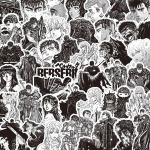 Wholesale1100 Designs - Juego de 50 Pegatinas Personalizadas de Anime BERSERKED, Pegatinas Impermeables para Niños, Colección de Pegatinas Decorativas - Product Image 1