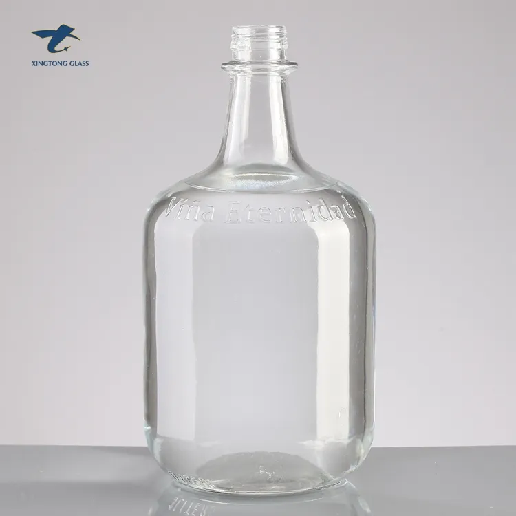 Hot Sale Elegant Clear Transparent 5 Liter Glass Bottle With Aluminium Caps