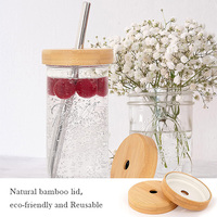 Couvercle en bambou WeWood du Vietnam, anti-fuite, écologique et réutilisable pour bocaux Mason et gobelets en verre ronds