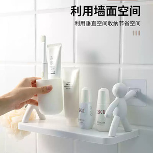 Étagère murale en forme d'homme, mini-étagère de rangement blanche pour condiments de cuisine et cosmétiques de salle de bain, installation sans perçage - Product Image 2