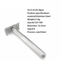 Maquinilla de Afeitar de Seguridad de Doble Filo de Acero Inoxidable con Hoja Abierta, Manual, de Una Sola Hoja, con Espacio de 0.9mm para Hombres