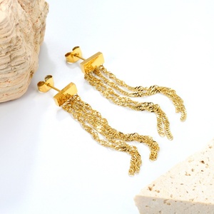 New Arrival Fashion Statement 18k PVD Gold Plated Waterproof Drop <b>Earrings</b> Stainless Steel <b>Long</b> Tassel <b>Earrings</b> for Women - Product Image 3
