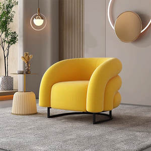 Canapé trois places Liyu, style européen moderne, jaune, <span class=keywords><strong>sans</strong></span> pieds, revêtement en cuir PU éponge, pour salon et hôtel - Product Image 3