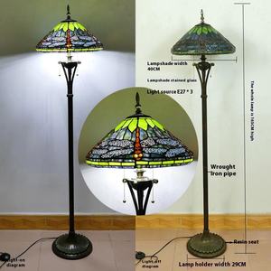 Vintage Tiffany <span class=keywords><strong>libellule</strong></span> créatif chaud verre LED lampadaires pour café chambre salon debout Vertical lampadaire - Product Image 5