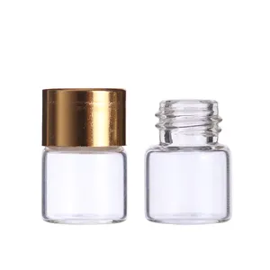 CN 1ml 2ml âmbar claro pequeno frascos de vidro tubular garrafas recipientes frasco com rolha e tampa pequena amostra - Product Image 1
