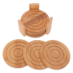 Wholesale Natural Custom Printed Round Bamboo <b>Coasters</b> and Holder for Drinks Beverages <b>Beer</b> Coffee - Product Image 4
