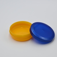 Pot cosmétique rond plat en PP de 80g 110g, pot à crème en plastique à profil bas avec couvercle bleu pour crème pour le visage, baumes