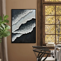 Peinture à l'huile élégante dessinée à la main sur toile Texture noire et blanche pour décoration murale de salon ou fond de hall d'entrée