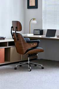 Silla Ejecutiva de Lujo con Estructura de Nogal y Cuero Genuino, Respaldo Alto Ergonómico 117 °   Silla Giratoria Reclinable - Product Image 3