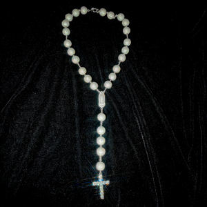 Passante diamante Tester D colore VVS Moissanite <span class=keywords><strong>rosario</strong></span> diamante <span class=keywords><strong>925</strong></span> <span class=keywords><strong>argento</strong></span> ghiacciato vergine maria 15mm catena a sfera con ciondolo a croce - Product Image 1