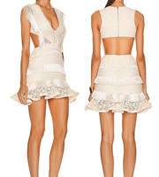 Robes élégantes pour femmes, Logo personnalisé de haute qualité, col en v, imprimé Floral, sans manches, à volants, robes décontractées, été, 2023