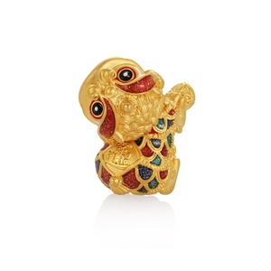 Bracelet de morsure de chou en forme de lion en or massif 24 carats avec accent perlé Composants de bijoux en or dur haut de gamme 3.8mm - Product Image 2