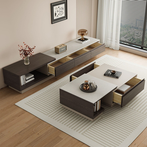 Table basse carrée rétractable haut de gamme de designer moderne combinaison de meuble <span class=keywords><strong>TV</strong></span> de luxe pour le salon de la maison - Product Image 2