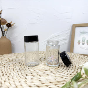 Empty Clear <b>Round</b> Childproof Child Resistant <b>Glass</b> Jar 1oz 2oz 3oz 4oz 50ml 100ml Hot Selling With CR Cap - Product Image 5