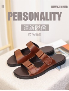 Nouvelles pantoufles d'été pour hommes en cuir véritable, légères, antidérapantes, pour les affaires en plein air - Product Image 5