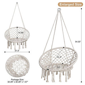 Silla hamaca de macramé moderna para exteriores, cojines de cuerda de algodón tejidos a mano, mecedora relajante para bebé para dormitorio, parque, red de pesca - Product Image 3
