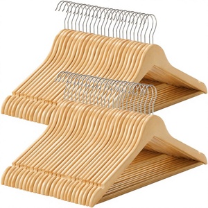 Cintres en bois finition naturelle, épaules larges, crochets en acier inoxydable, organisateur de placard, design minimaliste, durable, 44x23x1.2 - Product Image 5