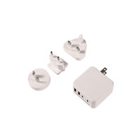 Adaptateur secteur USB C GaN 65W certifié DOE VI 100-240V avec prises interchangeables AU EU UK US