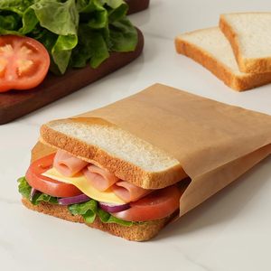 BOFA Kraftpapier-Sandwichbeutel mit Selbstklebeverschluss Gefrier- und Mikrowellengeeignet Fettresistent für Bäckerei Mittagessen Süßigkeiten - Product Image 4