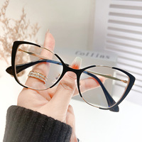 Lunettes anti-lumière bleue à lentille plate d'étudiant de cadre optique en métal à la mode