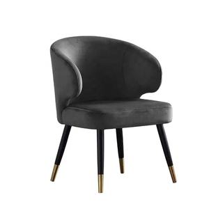Luce moderno mobili di lusso nero laccato gambe in legno massello con dorato ottone velluto sedia da pranzo - Product Image 1