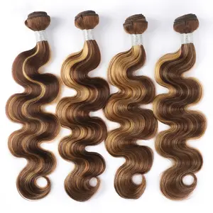 Lot de tissage de cheveux humains bruts de couleur mélangée à double dessin brésilien droit à ondulation corporelle P4/27