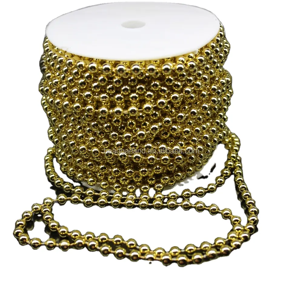 Rollo de perlas de plástico sintético para manualidades, cadena de cuentas de perlas para decoración de fiestas de boda, accesorios Diy, color dorado y blanco