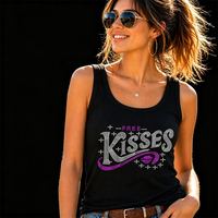 Transfert thermique personnalisé Bling Kisses avec strass pour T-shirt