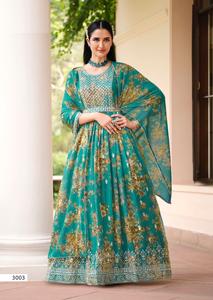 Nouvelle collection Robe Anarkali en Georgette véritable pour les occasions de mariage avec broderie de sequins, Lehenga Choli de luxe - Product Image 3