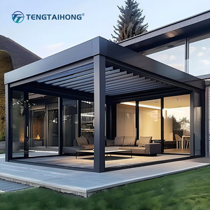 ศาลาพักผ่อนแบบยืดหดได้ ทนทานทุกสภาพอากาศ ดีไซน์ 3 มิติ กันน้ำ ทำจากอลูมิเนียม สำหรับระเบียงบ้าน - Product Image 1